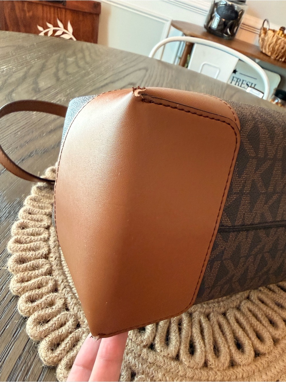 Michael Kors Mercer Gallery Medium Center Zip MK Logo Tote Bag Brown - Picture 9 of 11